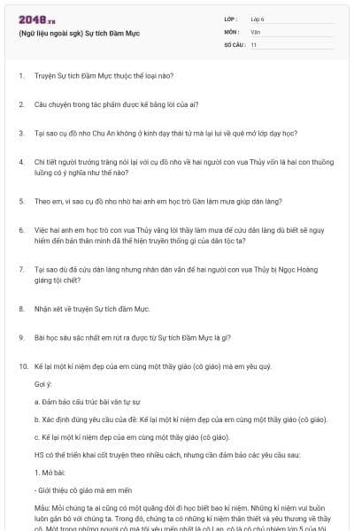 (Ngữ liệu ngoài sgk) Sự tích Đầm Mực