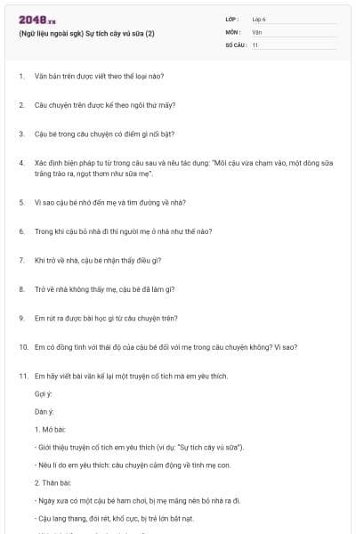 (Ngữ liệu ngoài sgk) Sự tích cây vú sữa (2)