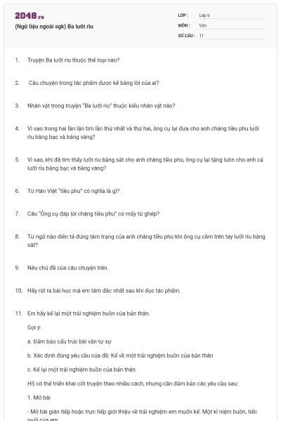 (Ngữ liệu ngoài sgk) Ba lưỡi rìu