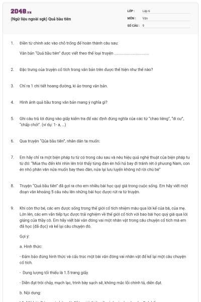 (Ngữ liệu ngoài sgk) Quả bầu tiên