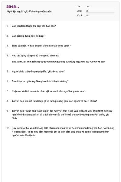 (Ngữ liệu ngoài sgk) Vườn ông vườn xuân