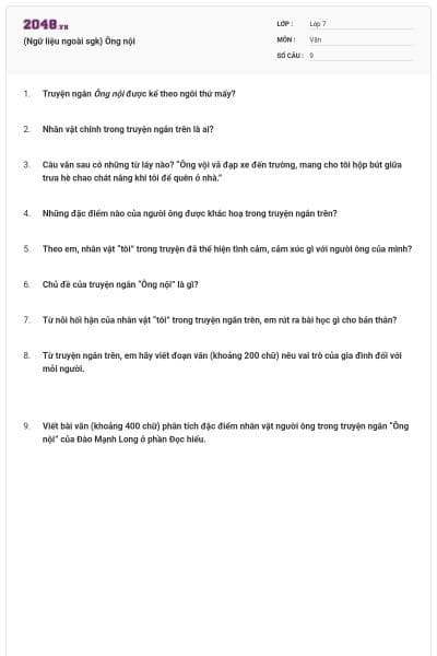 (Ngữ liệu ngoài sgk) Ông nội