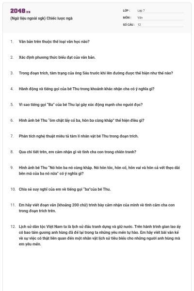 (Ngữ liệu ngoài sgk) Chiếc lược ngà