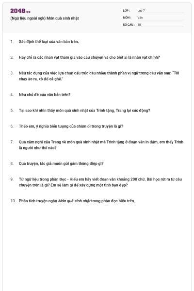 (Ngữ liệu ngoài sgk) Món quà sinh nhật