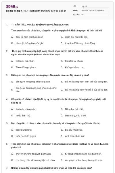 Bài tập ôn tập KTPL 11 Kết nối tri thức Chủ đề 9 có đáp án