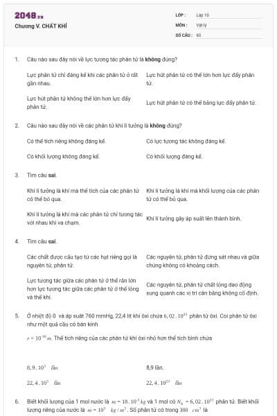 Chương V. CHẤT KHÍ