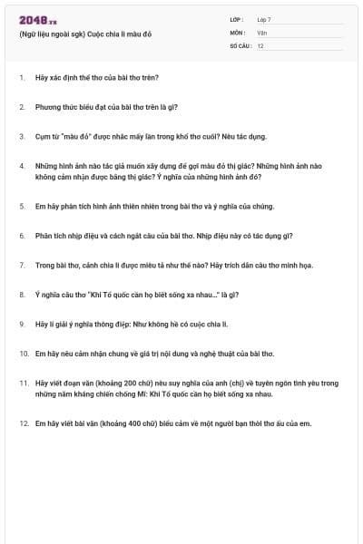 (Ngữ liệu ngoài sgk) Cuộc chia li màu đỏ