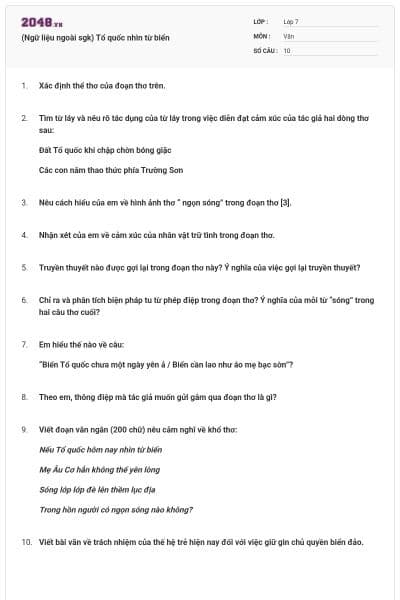 (Ngữ liệu ngoài sgk) Tổ quốc nhìn từ biển