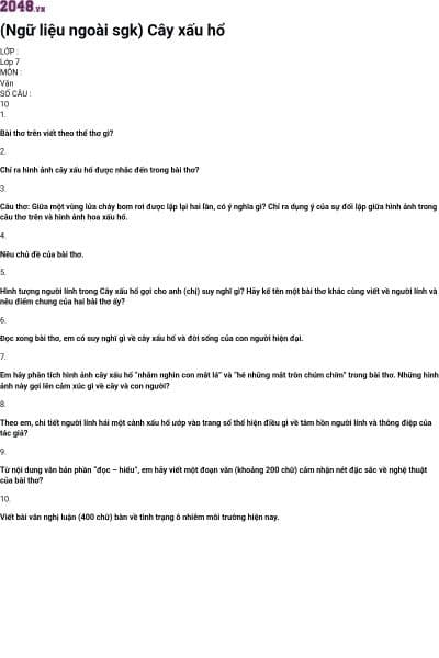 (Ngữ liệu ngoài sgk) Cây xấu hổ