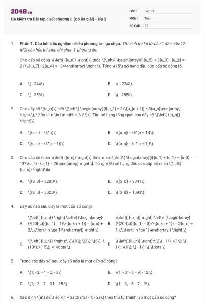 Đề kiểm tra Bài tập cuối chương II (có lời giải) - Đề 2