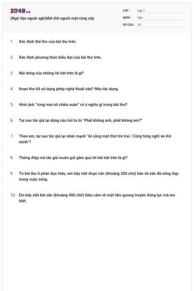 (Ngữ liệu ngoài sgk)Một đời người một rừng cây