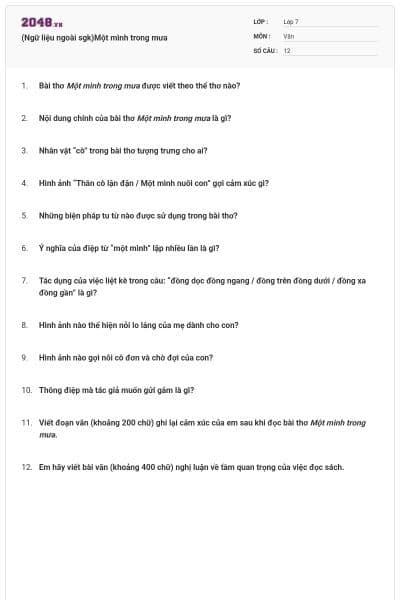 (Ngữ liệu ngoài sgk)Một mình trong mưa