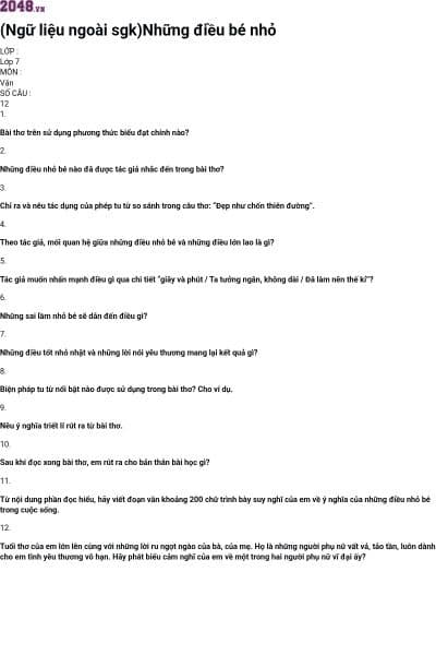 (Ngữ liệu ngoài sgk)Những điều bé nhỏ