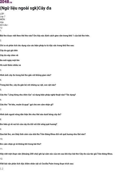 (Ngữ liệu ngoài sgk)Cây đa