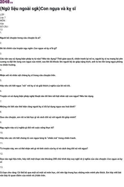 (Ngữ liệu ngoài sgk)Con ngựa và kỵ sĩ