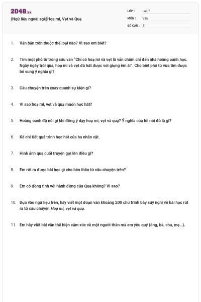 (Ngữ liệu ngoài sgk)Họa mi, Vẹt và Quạ