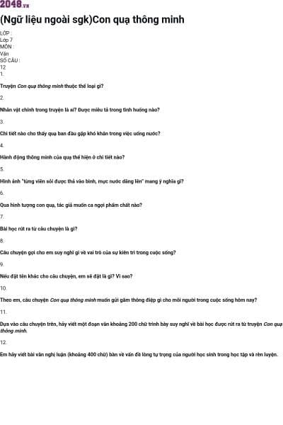 (Ngữ liệu ngoài sgk)Con quạ thông minh