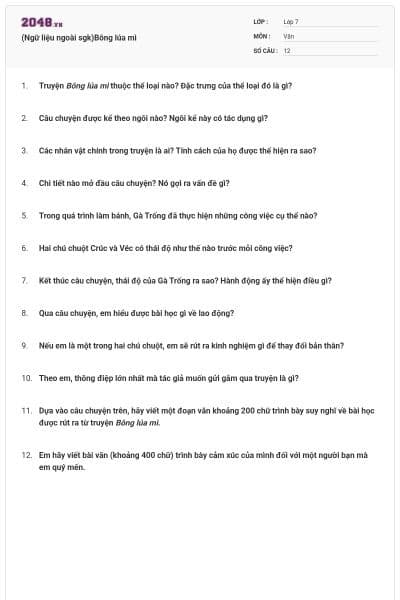 (Ngữ liệu ngoài sgk)Bông lúa mì