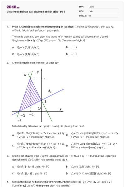 Đề kiểm tra Bài tập cuối chương II (có lời giải) - Đề 2