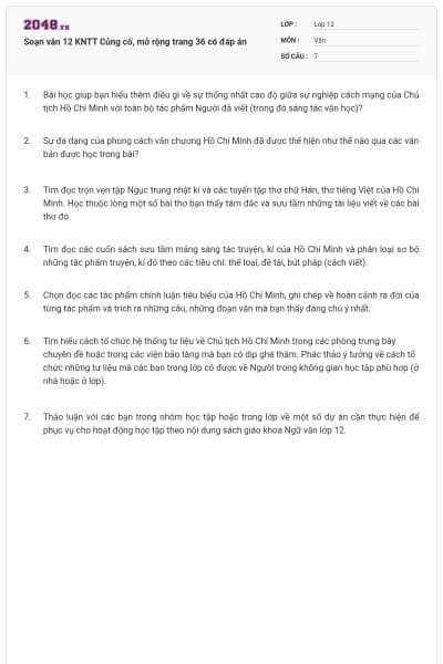 Soạn văn 12 KNTT Củng cố, mở rộng trang 36 có đáp án