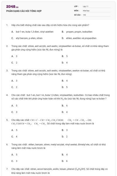 PHÂN DẠNG CÂU HỎI TỔNG HỢP