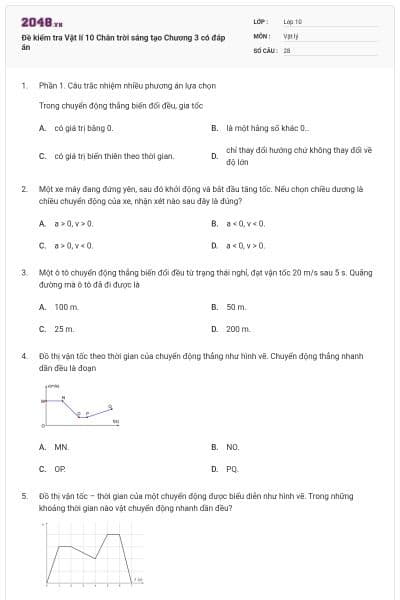 Đề kiểm tra Vật lí 10 Chân trời sáng tạo Chương 3 có đáp án