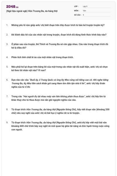 (Ngữ liệu ngoài sgk) Hồn Trương Ba, da hàng thịt