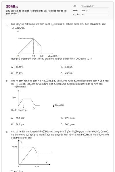 220 Bài tập đồ thị Hóa Học từ đề thi Đại Học cực hay có lời giải (Phần 2)