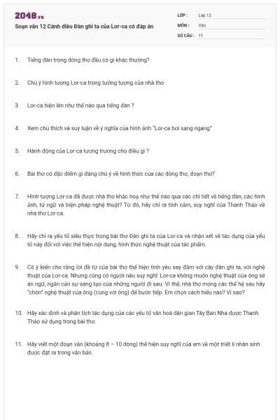 Soạn văn 12 Cánh diều Đàn ghi ta của Lor-ca có đáp án