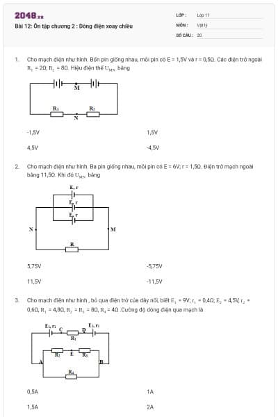 Bài 12: Ôn tập chương 2 : Dòng điện xoay chiều