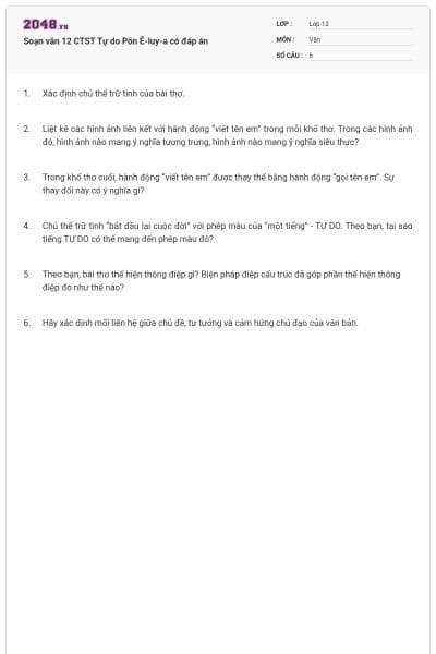 Soạn văn 12 CTST Tự do Pôn Ê-luy-a có đáp án