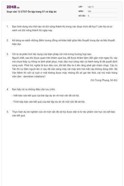 Soạn văn 12 CTST Ôn tập trang 57 có đáp án