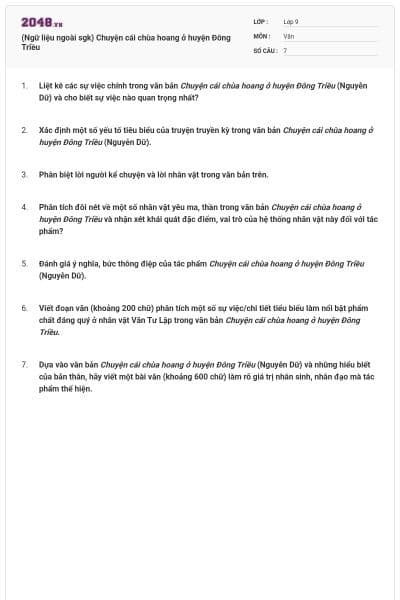 (Ngữ liệu ngoài sgk) Chuyện cái chùa hoang ở huyện Đông Triều