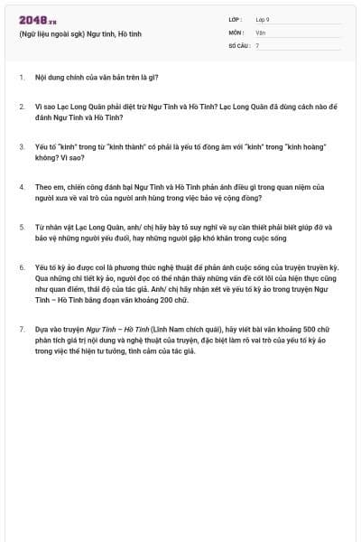 (Ngữ liệu ngoài sgk) Ngư tinh, Hồ tinh