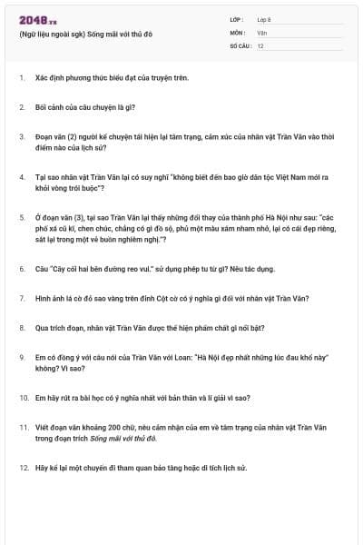 (Ngữ liệu ngoài sgk) Sống mãi với thủ đô