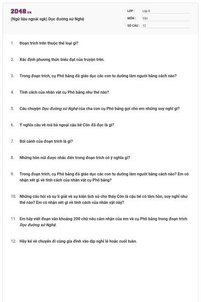 (Ngữ liệu ngoài sgk) Dọc đường xứ Nghệ