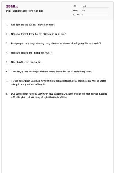 (Ngữ liệu ngoài sgk) Tiếng đàn mưa