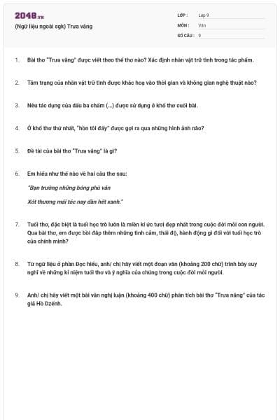 (Ngữ liệu ngoài sgk) Trưa vắng