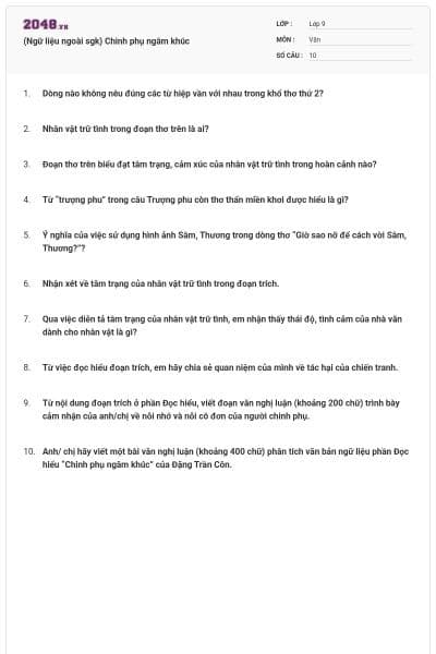 (Ngữ liệu ngoài sgk) Chinh phụ ngâm khúc