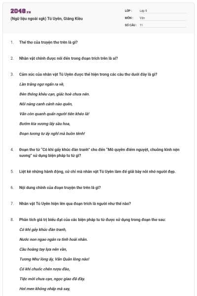 (Ngữ liệu ngoài sgk) Tú Uyên, Giáng Kiều