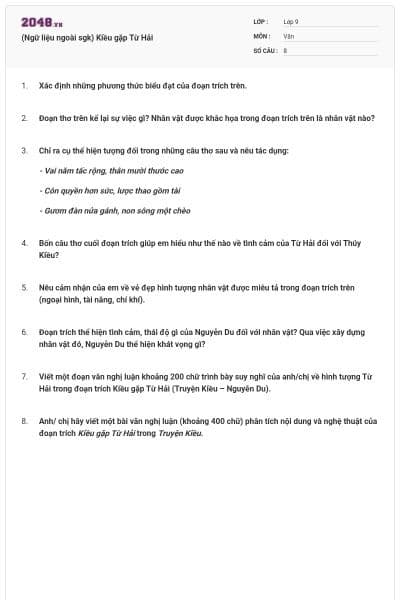 (Ngữ liệu ngoài sgk) Kiều gặp Từ Hải