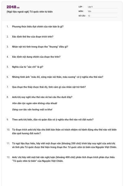 (Ngữ liệu ngoài sgk) Tổ quốc nhìn từ biển