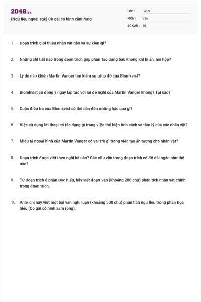 (Ngữ liệu ngoài sgk) Cô gái có hình xăm rồng