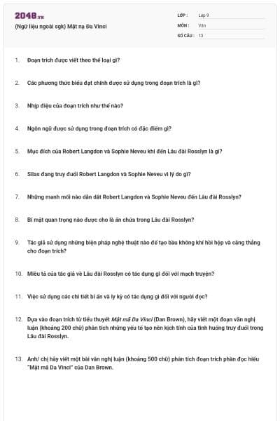 (Ngữ liệu ngoài sgk) Mặt nạ Đa Vinci