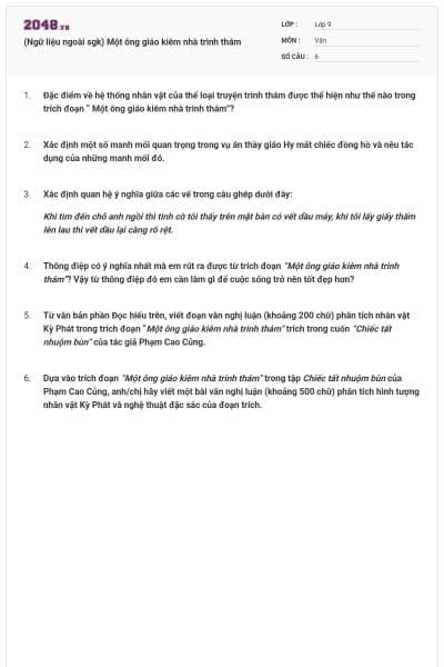 (Ngữ liệu ngoài sgk) Một ông giáo kiêm nhà trinh thám