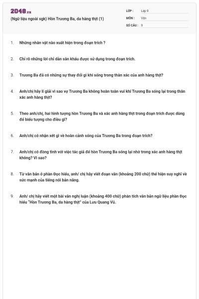 (Ngữ liệu ngoài sgk) Hồn Trương Ba, da hàng thịt (1)