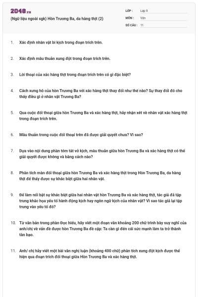 (Ngữ liệu ngoài sgk) Hồn Trương Ba, da hàng thịt (2)