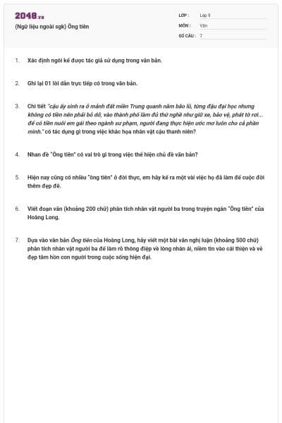 (Ngữ liệu ngoài sgk) Ông tiên