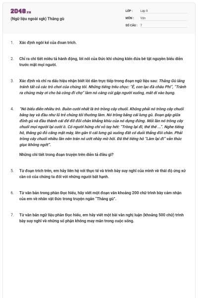 (Ngữ liệu ngoài sgk) Thằng gù