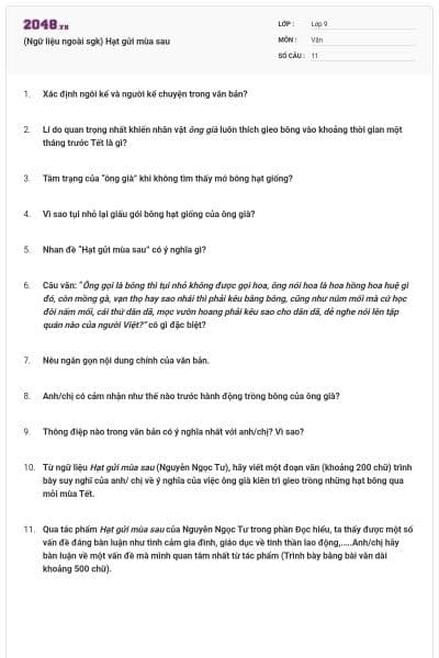 (Ngữ liệu ngoài sgk) Hạt gửi mùa sau